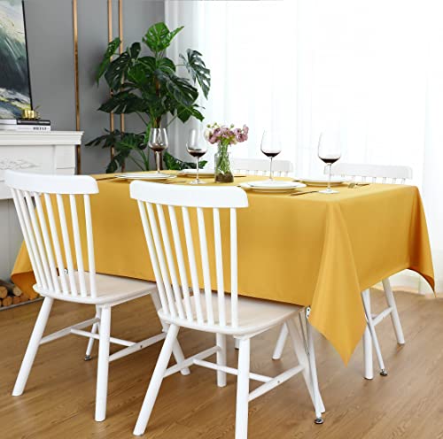 Image of FOLINS&HOME Gold Rectangle Tablecloth, 90 x 132 Inch Waterproof Table Cloth