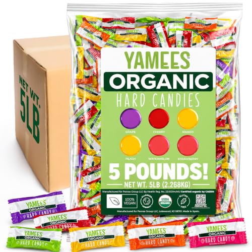 YAMEES Organic Hard Candy, Mixed-Fruit, 5 lb Bulk