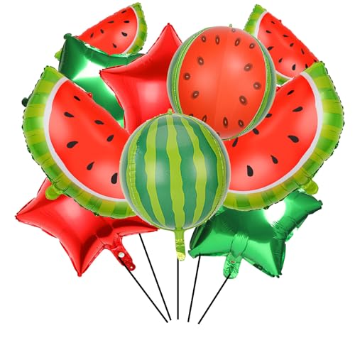 10PCS Watermelon Foil Balloons Large Sweet Fruit Mylar Balloons for Summer Themed Party Decoration