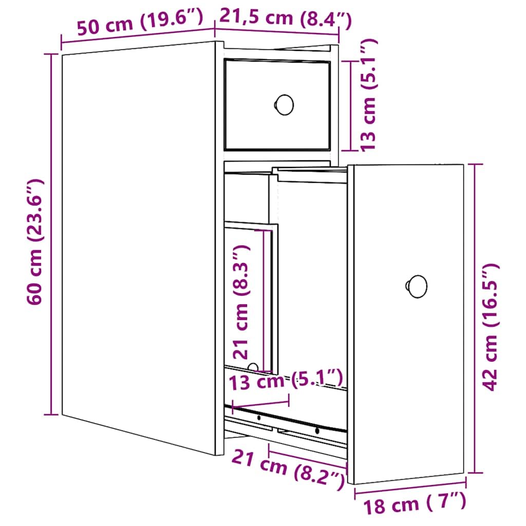 vidaXL Armoire de Salle de Bain étroite avec roulettes Gris béton
