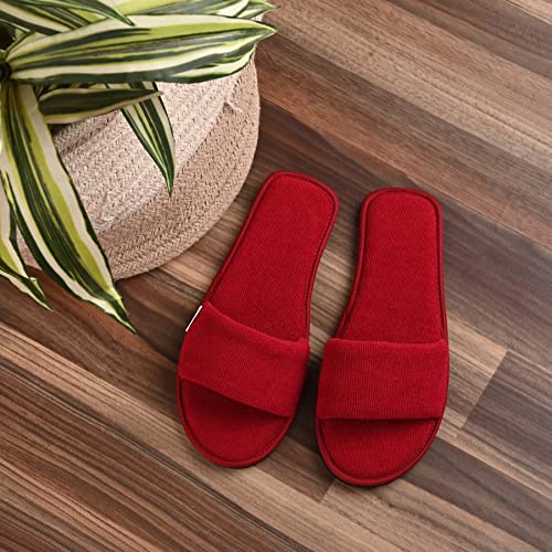 Image of Women's Home Slippers Indoor House Bedroom Room Carpet Open Toe Cloth Slippers Women Girls