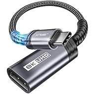 Estándar DP 1.4: adaptador JSAUX USB C Displayport compatible con resolución 8K (7680 x 4320 a 60 Hz). Compatible con versiones anteriores 5K y 4K. Juega sin parpadeo con 144 Hz y 240 Hz. MST para la cadena de monitores de margarita. Audio de precisi...