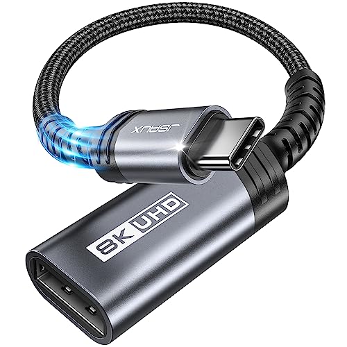 JSAUX USB C DisplayPort Adapter DP1.4 [8K@60Hz, 4K@144Hz 120Hz, 2K@240Hz] Dynamic HDR, 3D Typ C auf Display Port für Thunderbolt 4/3 Kompatibel mit Oculus Rift S, MacBook, Reverb G2, Dell XPS, Surface