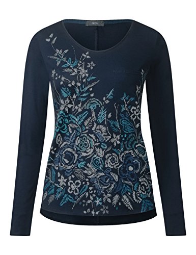 Cecil 311670 Maglietta a Maniche Lunghe, Blu (Deep...