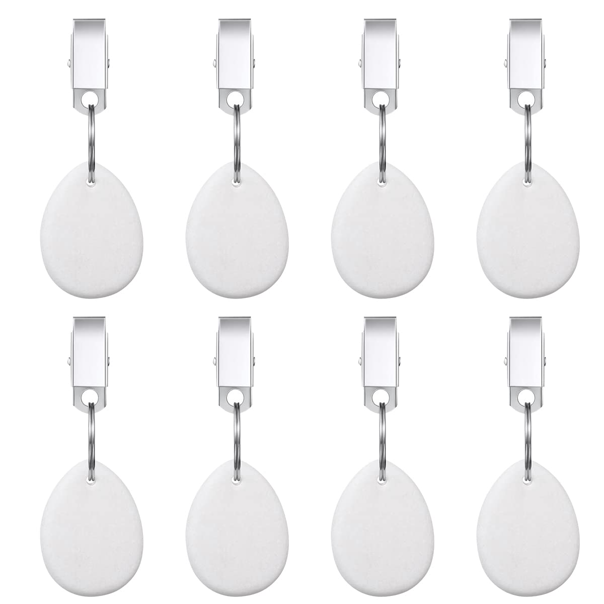 Wangcl White 8Pcs Tablecloth Weights Tablecloth Pendant With Stainless Steel Clip For Outdoor Family Dinner Garden Party Wedding Camping Picnic-Drop Shape