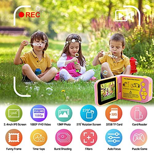 Kids Camera, Dinosaur Kids Video Camera Camcorder with 270°Rotation 2.4Inch Screen, 1080P FHD Camera for Kids Digital… - Image 7