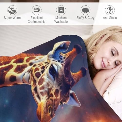 Manta de franela con estampado de jirafa para tardes de películas en el sofá 6
