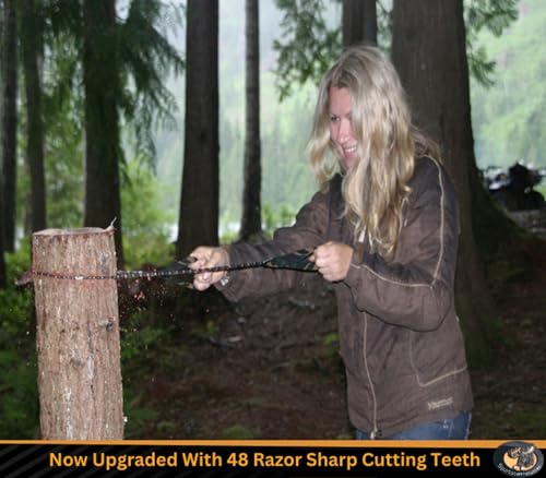 Sportsman Pocket Chainsaw - Camping Folding Hand Saw With Free Fire Starter, 36-Inch Heavy Duty Chain 48 Teeth, Best Pocket Saw for Survival Gear, Hunting, Backpacking, Tree Trimming or Emergency Kit
