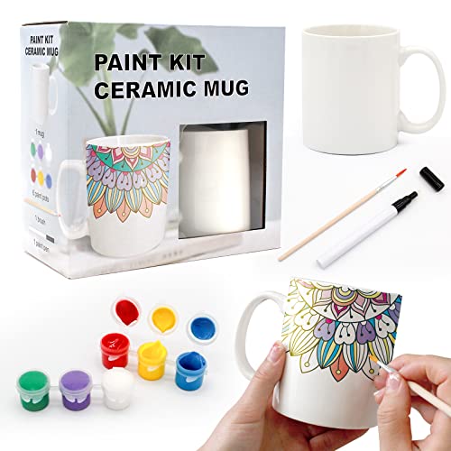 Goldentime Paint My Own Mug Kit Ceramic Set For Adult Kids Craft Art Activity Plain Blank White Coffee Mugs With Gift Box Paint Your Own Mug Set #TOP27