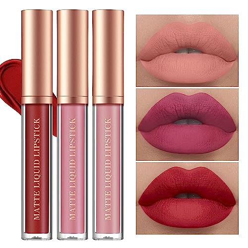 7. Bild von 12 Stück Matt Lippenstift Lip Liner Set Nude Lippenkonturenstift Waterproof Long Lasting Non-stick Cup Liquid Makeup Set Gift für Frauen (Lipstick C)