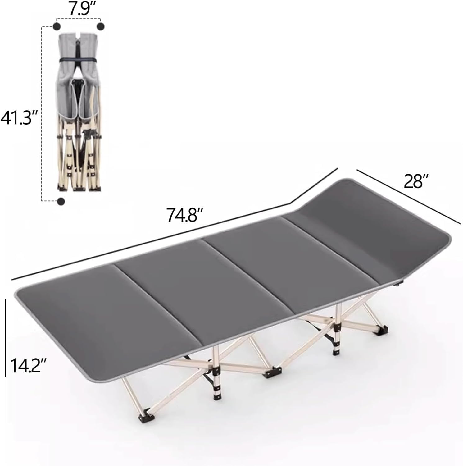 Draagbaar opvouwbaar campingbed 71 cm breed bed Slaapwieg met matras Campingbedje voor volwassenen Thuiskantoor Dutje Roeping Buiten
