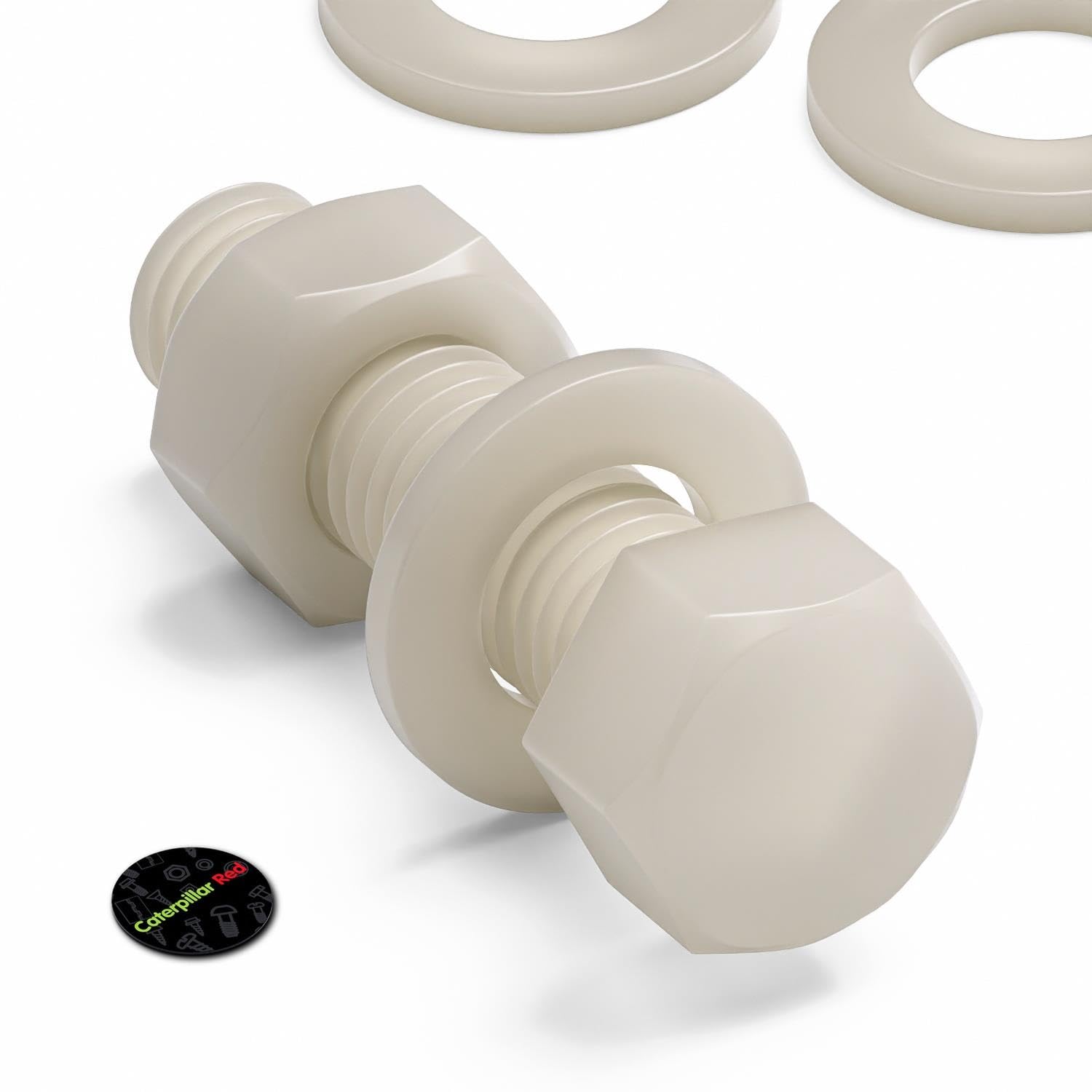 20x Bulloni a testa esagonale naturali in nylon PA66, dadi e rondelle in plastica, M10 x 40 mm