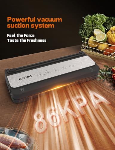 Vacuum Sealer Machine, Food Sealer with Powerful Suction (86Kpa), Built-in Cutter & 1 Roll of Vacuum Storage Bags & Air Suction Hose, Vacuum Sealer for Sous Vide and Food Storage, Black - Image 4