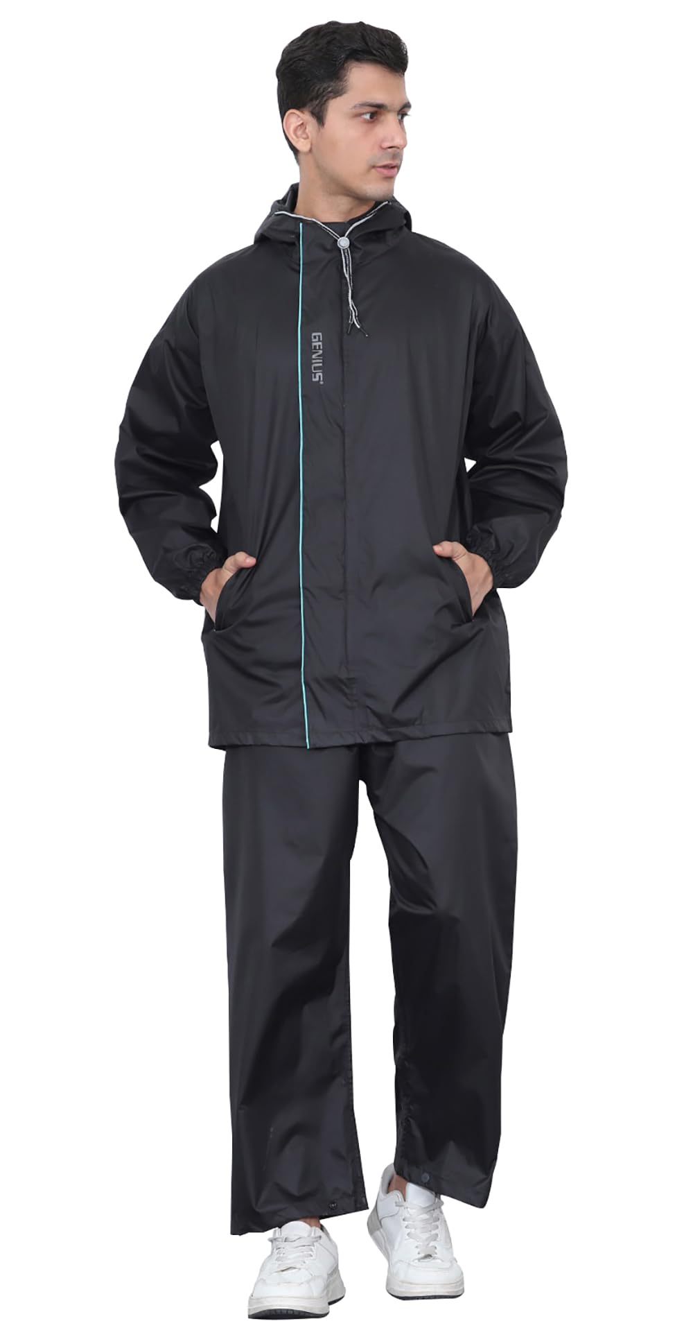 shasmi Men's Raincoat for Men Waterproof with Hood | Premium Polyester Rain Suit for Bike Riders | Leak Proof Full Body Rainwear Set with Pants | Heavy Duty Zipper (Rainy 290)-picture-34