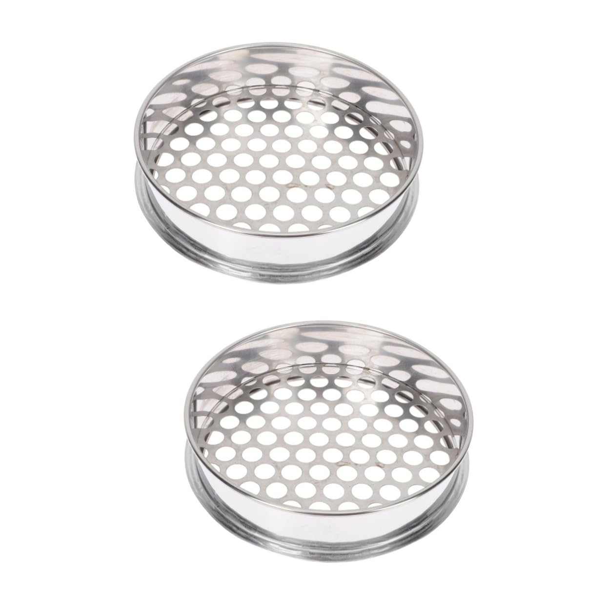 Levemolo 2pcs Stainless Steel Bean Sifter Round Hole Sieve for Blueberry Grading Sieve