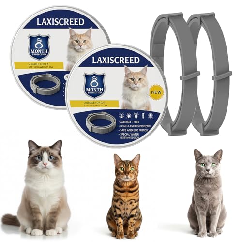 Katzenhalsbänder – natürlicher Schutz mit ätherischen Ölen (16 Monate) – leicht, verstellbar und wasserdicht, ideal für ausgewachsene Katzen...