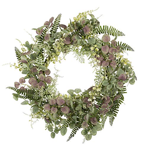 18 inch Artificial Fern Spring Door Wreath Welcome Greenery Front Door Wreath Green
