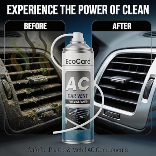 Image of EcoCare Car AC Vent & Duct Cleaner | 2 Pack 500ML Foam Cleaning Spray for Car Air Conditioner | Freshens & Cleans Dust Build-Up | Fast No-Rinse Formula | Automotive HVAC Refresher - 2 pack