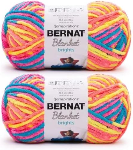 Image of Bernat Blanket Brights 300g Neon Mix Yarn of 300g /10.5oz - Polyester - 6 Super Bulky - Knitting /Crochet (Pack of 24)