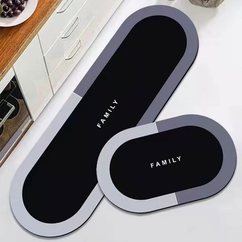2PCS Set Kitchen Mats Absorbant Thick Non-Slip Washable, Area Rugs For Kitchen Floor Indoor Outdoor Entry Carpet With Beautiful Design (50×80CM And 50×120CM)