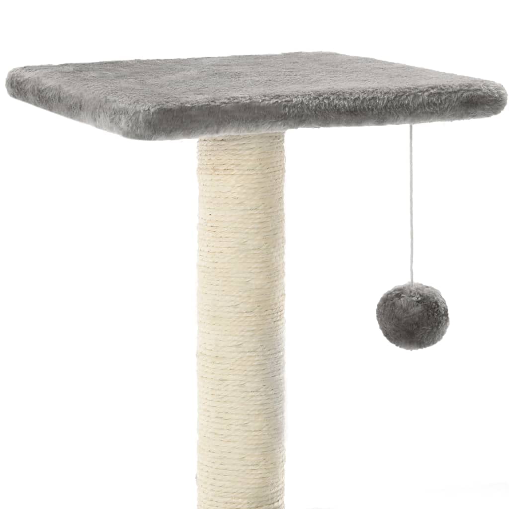 Rascador para gatos de sisal, 65 cm, gris, con cueva, hamaca, plataforma y pelota de juego, muebles rascadores con columna rascadora para gatitos y viviendas, árbol de escalada estable para