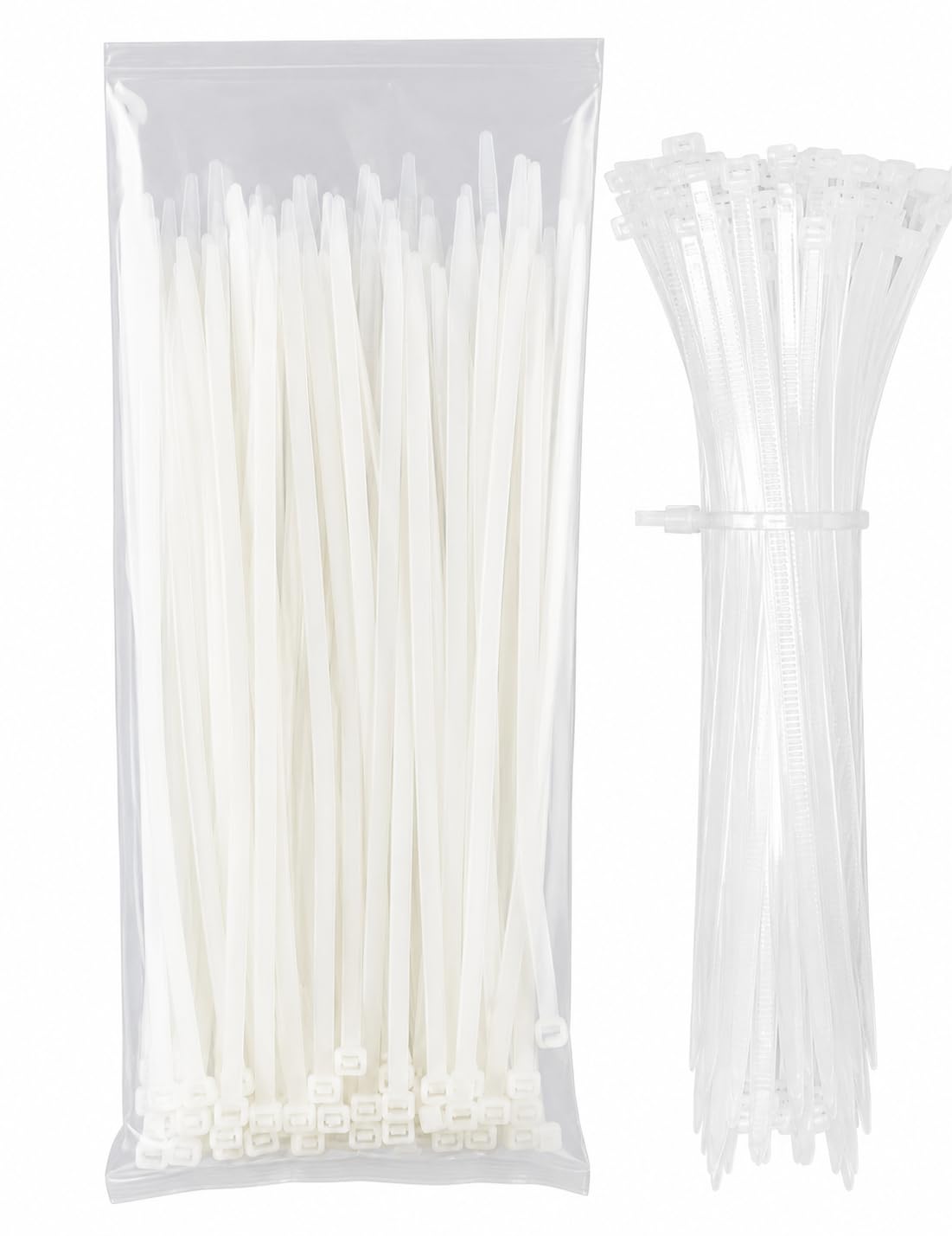 White Self Locking Cable Ties (100 Pack) | 150 mm X 2.2 mm Zip Ties | Heat Resistant, Strong Grip, Anti-Slip Lock | Wire Organizer for Home, Office & Outdoor Use (6 Inches)-image-20