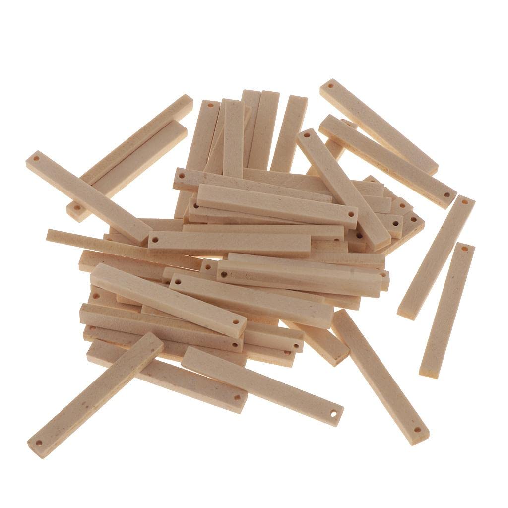50 Pieces Wood Rectangle Shapes Drilled Wooden Tags Pendant Charms for Scrapbooking DIY Earrings Jewelry Making Wind Chimes Hanging Decorations Crafts-image-30