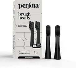 Perfora Replacement Brush Heads For Perfora Electric Truthbrush Model - 001 | Toothbrush For Effective Brushing & Plaque Removal For Healthier Smile With Soft Bristles | Charcoal Grey | Pack of 2