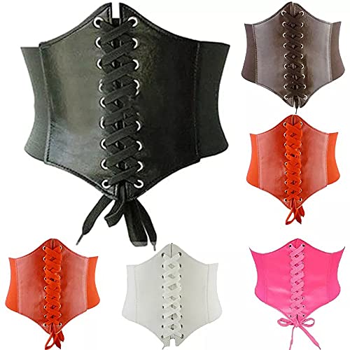 Women's Wide-Plus Corset Waist Belt Elastic Girdle Leather for Dress2