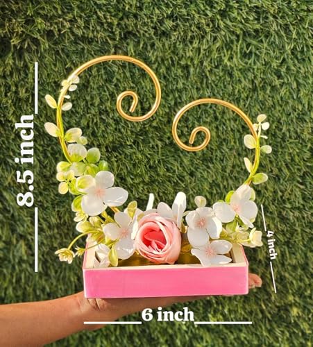 Image of SATYAM KRAFT 1 Pc Handcrafted Heart Design Engagement Ring Holder Platter thali-Ideal for Ring Ceremony, Sagai,shaadi Decor,Marriage, Handmade Decorative Platter for Brides Maid