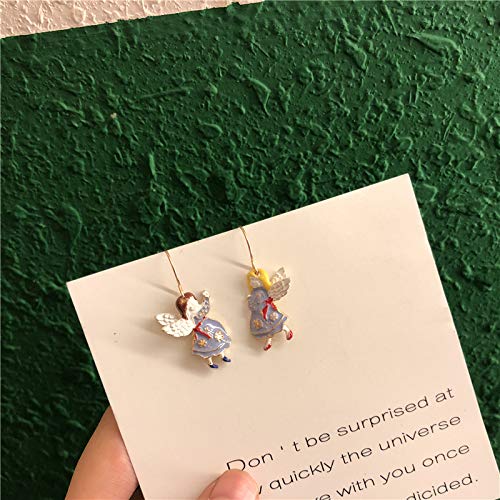 Preisvergleich Produktbild Chwewxi Super Nette weiche Schwester japanische Engelsflügel asymmetrische Ohrringe Ohrringe weibliche kleine süße Ohrringe Ohrringe Ohrclips, Q90 Schraube Ohrclips