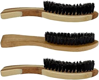 Minkissy 3Pcs Fade Escova Pincéis De Barba Barba Barba Barbeiro Escovas De Limpeza Escovas de Cerdas de Javali Madeira Alça para Salão de Barbeiro Profissional Ferramentas de Barbear
