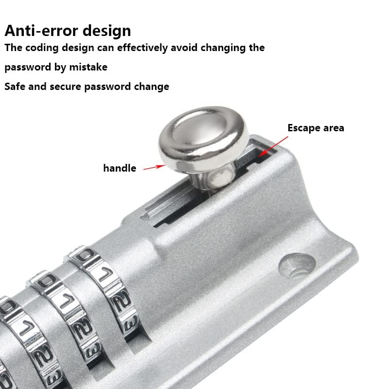 Bullone di bloccaggio a combinazione con password, serratura per cancello, capannone, chiavistello a combinazione Keysafe Bullone di bloccaggio a prova di sicurezza, bullone senza chiave (nero