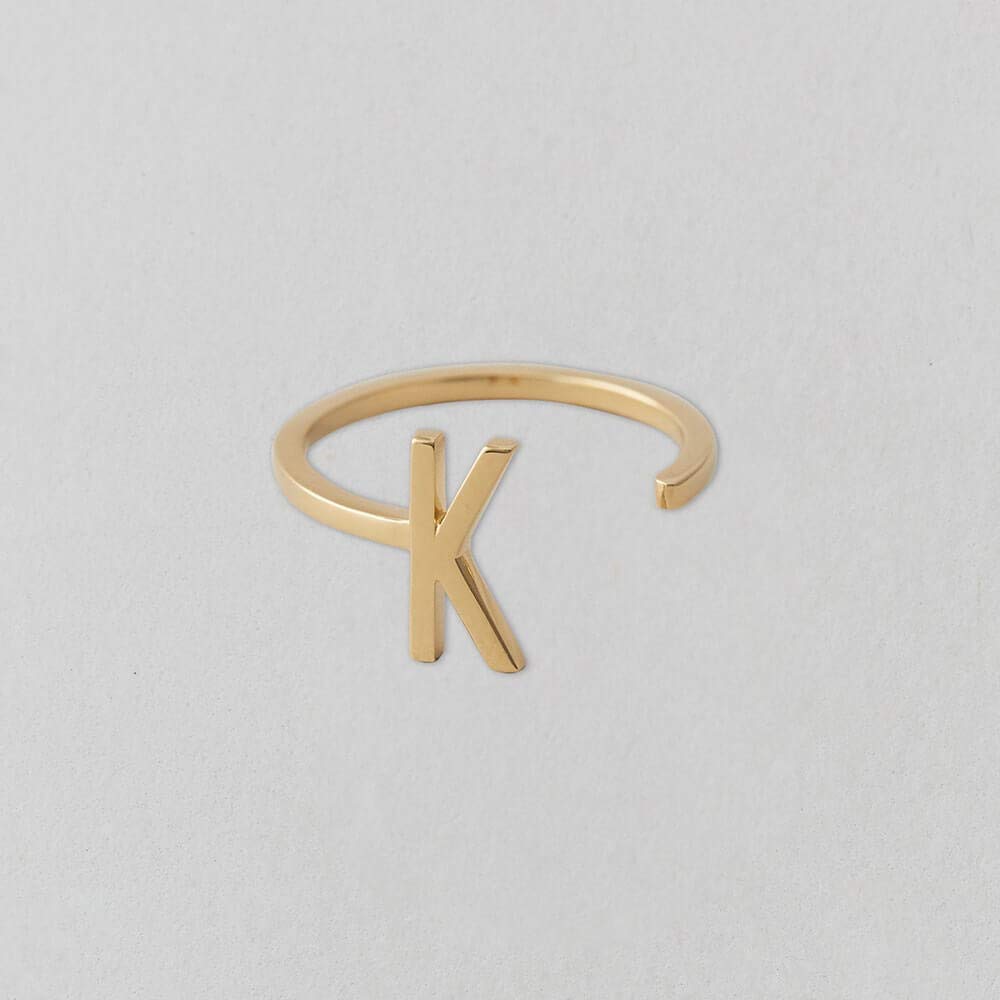 Design LettersDesign Letters Ring A-Z (Gold) K, Metal, One size