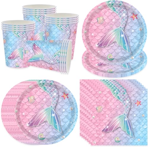 Juego de vajilla de fiesta de sirena para 16 invitados plato de fiesta platos de papel platos...
