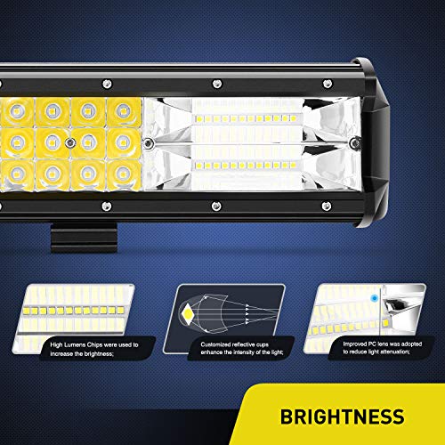 Image of Nilight - 18002C-B 2PCS 12Inch 180W Triple Row Flood Spot Combo LED Light Bar 18000LM Led Bar Driving Lights Boat Lights Led Off Road Lights for Trucks