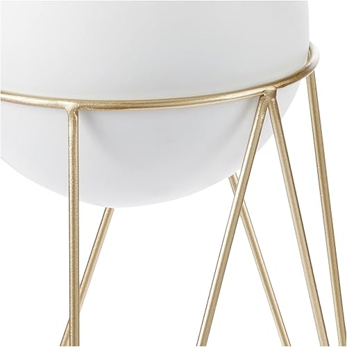 Miniatura 28 de Admired By Nature Juego de 2 macetas de mediados de siglo, soporte para plantas con soporte plegable para interiores y exteriores, maceta de pie