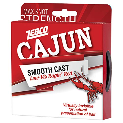 Zebco Cajun Smooth Cast Monofilament Fishing Line, Low-Vis Ragin’ Red Pony Spool, 110-Yards, 4-Pound, Virtually Invisible, Natural Presentation