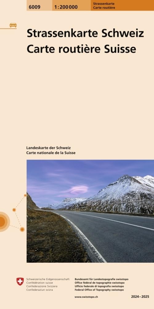 6009 CARTE NATIONALE SUISSE N 5 2026/2027: Carte routiere Suisse Carta stradale Svizzera. Charta stradale Svizra. Road Map Switzerland
