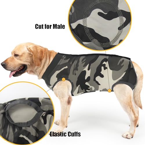 Dotoner Krankenhausanzug für Hunde und Katzen, Wundschutz für Welpen, medizinische Kleidung, nach Operationen, Ersatzkragen und Kegel (XXL, Camouflage)