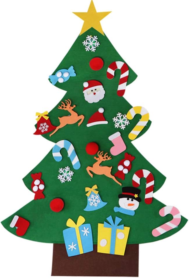 Abracing Christmas Tree, Felt Christmas Tree Green Christmas Tree, DIY Felt Christmas Tree Education Gift, Wall Hanging Decoration for Kids Children, Eco Friendly, Colorful Christmas