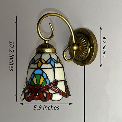 Image of Kiven Wall lamp E26 1-Light Plug-in Bulb not Included Wall Sconce Glass Shade 6 Foot Black Cord(BD0528)