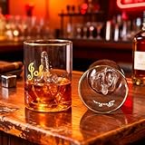 UIDMEN - Vaso de whisky humorístico personalizado con dedo de honor, 370 ml (12,5 oz), ideal para escocés y borbón. Diseño 3D con dedo de honor. Regalo original y divertido para hombre