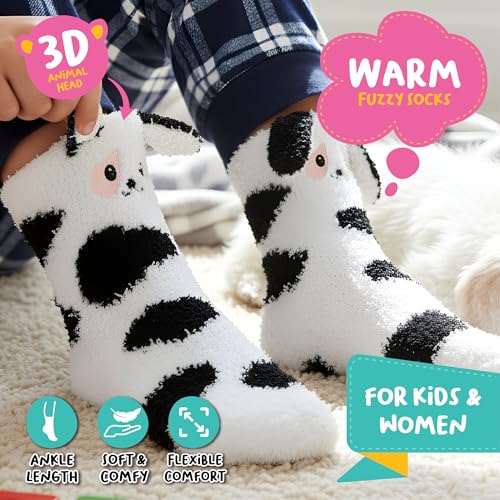 Image of POPCRAZE Novelty Fuzzy Animal Socks Plush Cozy Crew Slipper