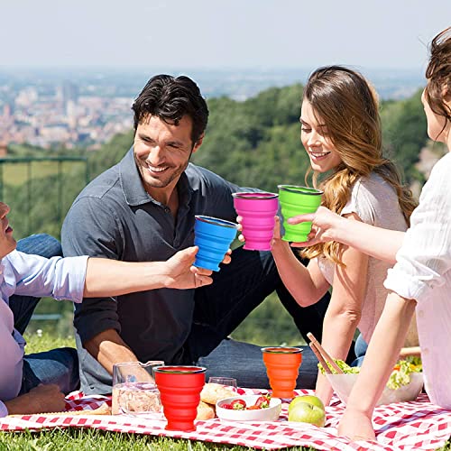 Collapsible Cup - Silicone Foldable Cup Expandable Folding Drinking Cup -Reusable Portable Mugs Cup For Travel, Camping, Hiking, Survival, Car, Picnic, Beach, Holiday Vacation, Outdoor Sports #TOP4