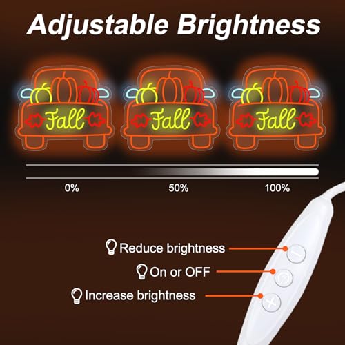 Image of Thanksgiving Pumpkin Carriage Led Neon Sign, Fall Truck LED Light, Fall Thanksgiving Decor LED Neon Light Pumpkin Truck Neon Sign Autumn Home Farmhouse Decor,15.2 inchx13 inch