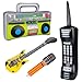 Dacitiery 4Stück Aufblasbares Rockstar Spielzeug, Aufblasbares Radio, Telefon, Gitarre, Mikrofon, 80er 90er Party Dekorationen, Hip Hop Kostüm für Rockmusik Karnevals Party Zubehör Telefon günstig Kaufen-Dacitiery 4Stück Aufblasbares Rockstar Spielzeug, Aufblasbares Radio, Telefon, Gitarre, Mikrofon, 80er 90er Party Dekorationen, Hip Hop Kostüm für Rockmusik Karnevals Party Zubehör
