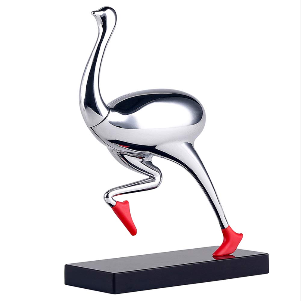 Porta graffette magnetiche, dispenser di graffette, scatola portaoggetti con struzzo che corre, contiene graffette, decorazione da scrivania, regalo per amici (nero)