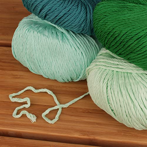 JubileeYarn Bamboo Cotton Chunky Yarn - 100g/Ball - Shades of Green - 4 Balls, 98 Shades of Green - Image 3