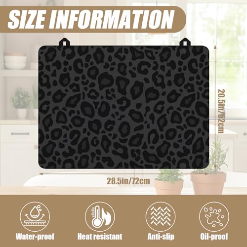 Image of Black Leopard Stove Top Covers for Electric Stove, Electric Gas Stove Pad Heat Resistant Range Cooktop Protector for Home Decor Kitchen 28 inchx20 inch